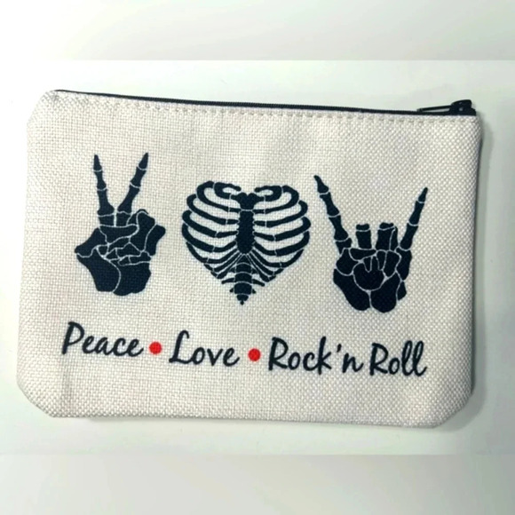 Peace  Love Rock n Roll Pencil Case / Zipper Bag ☮️❤️🤘 - Picture 4 of 4